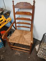 Vintage Houten Stoel met Riet Zitting, Riet of Rotan, Gebruikt, Bruin, Vintage