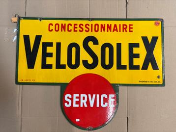 VeloSolex origineel oud emaille reclamebord dubbelzijdig beschikbaar voor biedingen