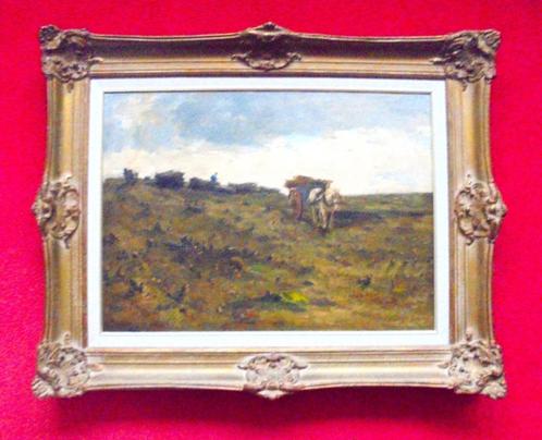 Frans Langeveld 1877-1939.Boer met paard en wagen., Antiek en Kunst, Kunst | Schilderijen | Klassiek, Ophalen