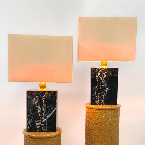 Italiaanse tafellampen zwaar marmer mid century vintage, Huis en Inrichting, Lampen | Tafellampen, Gebruikt, 50 tot 75 cm, Overige materialen