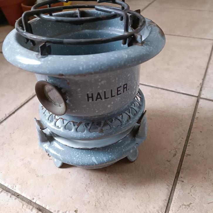 Petroleumstel petroleum stel grijs 1 pits georg haller, Antiek en Kunst, Antiek | Emaille, Ophalen of Verzenden