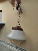 Koperen hanglamp met glazen kelk, Ophalen, Gebruikt, Vintage, Glas