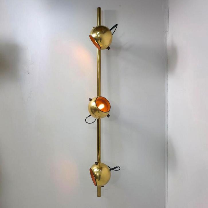 Sische Duitsland Wand/Plafondlamp met 3 Messing Bollen, Huis en Inrichting, Lampen | Wandlampen, Gebruikt, Metaal, Ophalen of Verzenden