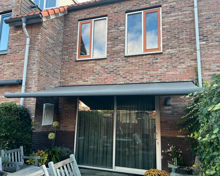 Harol knikarm zonnescherm antracietgrijs, Tuin en Terras, Zonneschermen, Gebruikt, Knikarmscherm, 300 cm of meer, 250 cm tot 450 cm