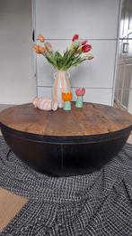 Houten/Ijzeren Salontafel - 90cm, Huis en Inrichting, Tafels | Salontafels, Ophalen, Gebruikt, 50 tot 100 cm, Rond