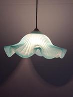 Vintage Blauw Glazen Franse Hanglamp, Huis en Inrichting, Lampen | Hanglampen, Ophalen of Verzenden, Zo goed als nieuw, Glas, Minder dan 50 cm