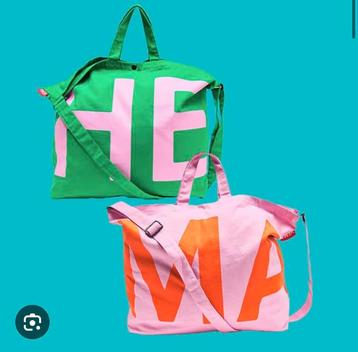 Strandtas tas HEMA kleur roze en groen nieuw limited edition beschikbaar voor biedingen