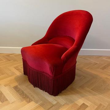 Boudoir fauteuil rood velours velvet Frans