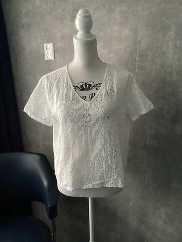Jacqueline de Yong witte broderie blouse maat l (M) beschikbaar voor biedingen