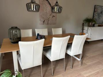 Eetkamer stoelen wit leer Bert Plantagie zes (6) stuks beschikbaar voor biedingen