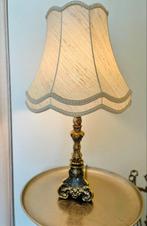 Barok messing tafellamp schemerlamp + rok lampenkap, Glas, Zo goed als nieuw, Ophalen