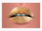 Glasplaat Schilderij - Gouden Lippen - 120x80cm, Ophalen