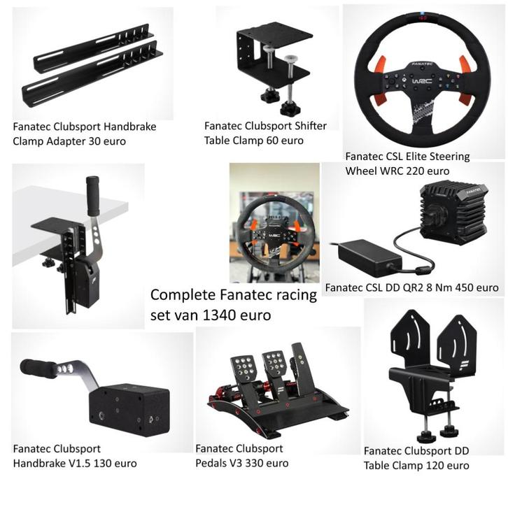 Fanatec stuurwiel - pedalen - handrem in doos 1340 euro, Computers en Software, Joysticks, Nieuw, Ophalen