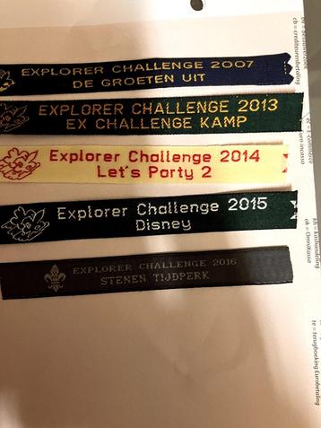 Naambandjes :Explorer challenge beschikbaar voor biedingen