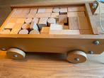 Vintage houten blokken kar, Kinderen en Baby's, Speelgoed | Houten speelgoed, Ophalen of Verzenden, Zo goed als nieuw