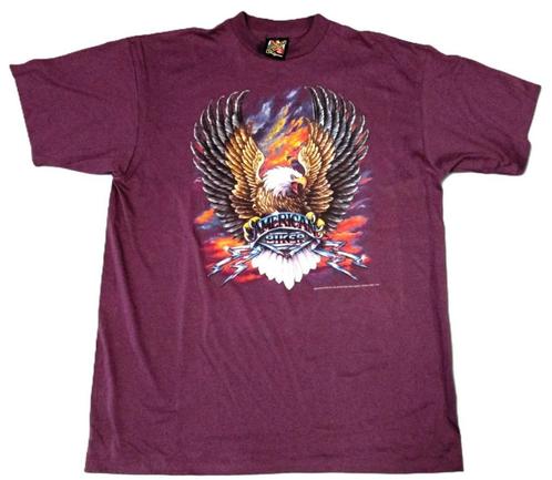 AMERICAN BIKER EAGLE EGGPLANT T-SHIRT VINTAGE 3D EMBLEM, Kleding | Heren, T-shirts, Nieuw, Maat 56/58 (XL), Overige kleuren, Ophalen