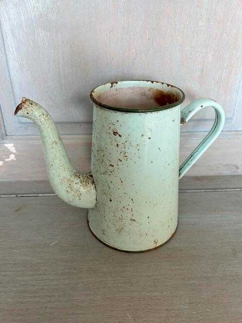 Oude brocante groene theekan uit Frankrijk., Antiek en Kunst, Curiosa en Brocante, Verzenden