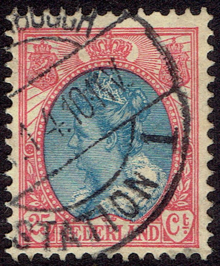Nederland 1899, Koningin Wilhelmina, 25 cent, rood/blauw., Postzegels en Munten, Postzegels | Nederland, Gestempeld, T/m 1940