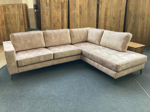 Hoekbank Veerle velvet stof leverkleur, Huis en Inrichting, Banken | Sofa's en Chaises Longues, Nieuw, Vierpersoons of meer, 250 tot 300 cm