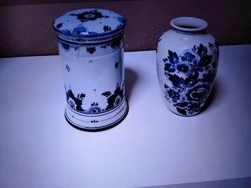 Delfts Blauw Koekpot & Vaas - Mooie Set beschikbaar voor biedingen