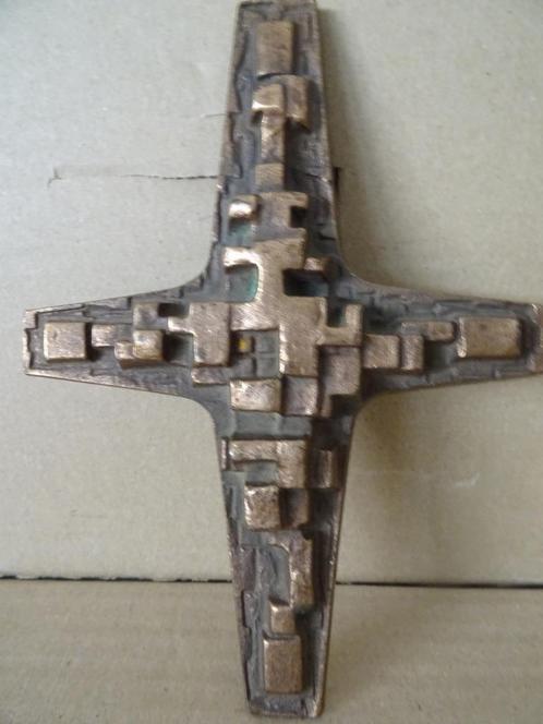 Art deco bronzen kruisbeeld reliëf plaquette 12x17 Hongarije, Antiek en Kunst, Antiek | Religie, Ophalen of Verzenden