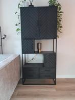 Vakkenkast wandkast mango hout visgraat meubel, Ophalen, Zo goed als nieuw, Minder dan 150 cm, 150 tot 200 cm