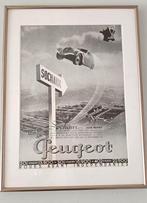 ingelijste Franse art deco advertentie, poster Peugeot 1936, Ophalen of Verzenden, Zo goed als nieuw, Auto's