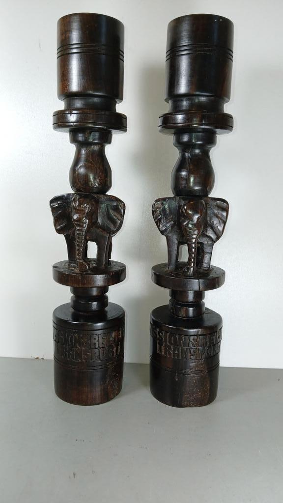 Set Afrikaanse kandelaars Mission & Relief Transport, Antiek en Kunst, Kunst | Niet-Westerse kunst, Ophalen of Verzenden