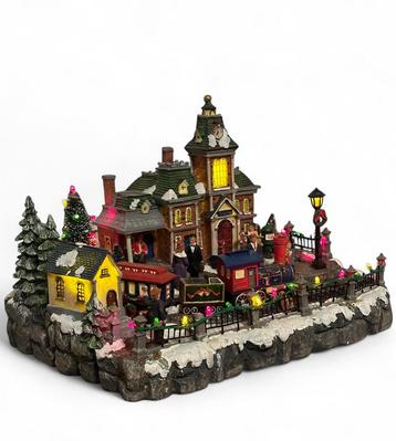 Vintage kersthuisje met verlichting en muziek kerst dorp beschikbaar voor biedingen