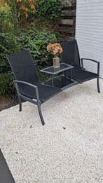 Twee Zits Tuinset met Tafeltje, 2 zitplaatsen, Bank, Aluminium, Ophalen of Verzenden