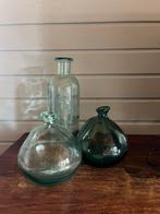 3 blauwe glazen vazen, Huis en Inrichting, Ophalen, Blauw, Minder dan 50 cm, Glas