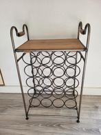 Te koop metalen wijnrek met houten schap., Huis en Inrichting, Ophalen, Zo goed als nieuw, Metaal, 50 tot 75 cm