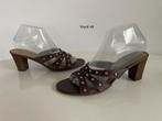 Yoyoli 48) Ecco 38 bruin leren muiltjes met hak incl VK, Ecco, Bruin, Zo goed als nieuw, Sandalen of Muiltjes