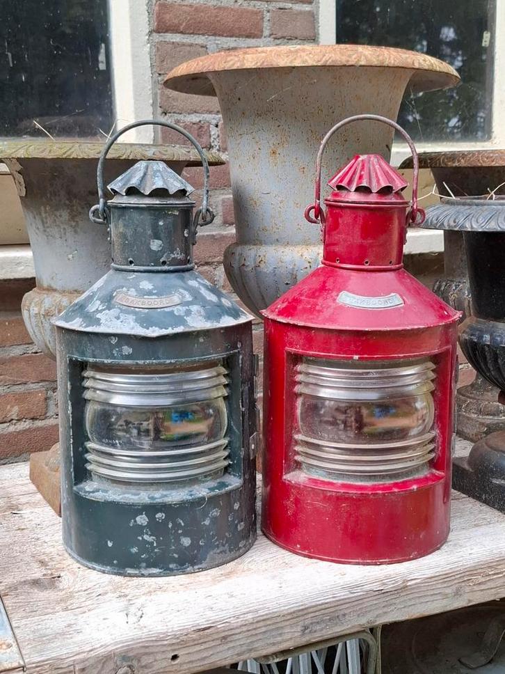 Oude antiek vintage scheepslampen decor etalage  nautisch, Tuin en Terras, Tuinwanddecoratie, Gebruikt, Ophalen of Verzenden
