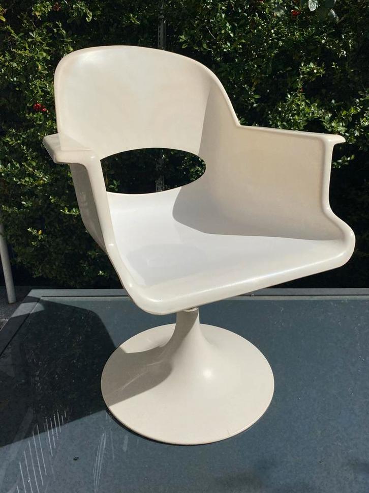 Vintage Kurz Tulip Stoel - Space Age Design, Huis en Inrichting, Stoelen, Gebruikt, Eén, Kunststof, Wit, Ophalen of Verzenden