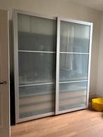 IKEA schuifdeur PAX melkglas aluminium, Doe-het-zelf en Verbouw, Deuren en Horren, Ophalen, Schuifdeur, Zo goed als nieuw, Binnendeur