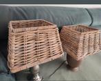 2 vierkante lampenkappen, wilg / rotan / riet, 30x30x20 cm, Ophalen of Verzenden