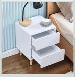 Bedside Table with 2 Drawers Bedside White, Ophalen of Verzenden, Nieuw, Minder dan 45 cm