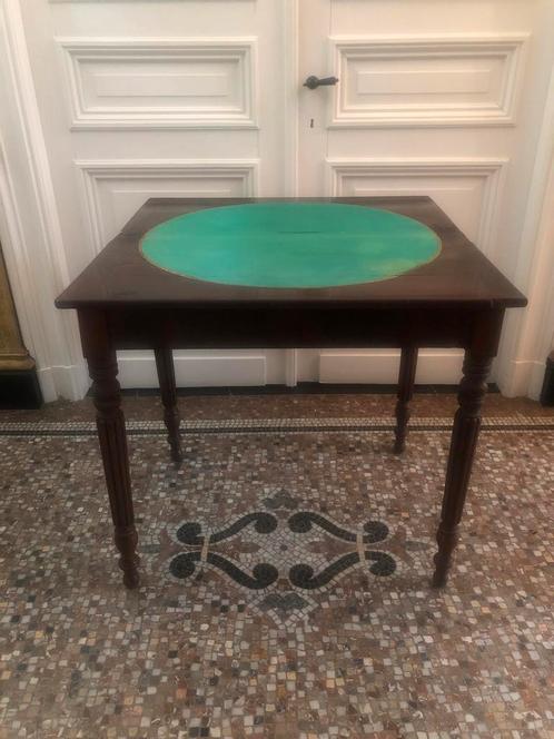 ANTIEKE FRANSE KAARTTAFEL SIDETABLE MAHONIE AUTHENTIEK, Antiek en Kunst, Antiek | Meubels | Tafels, Ophalen