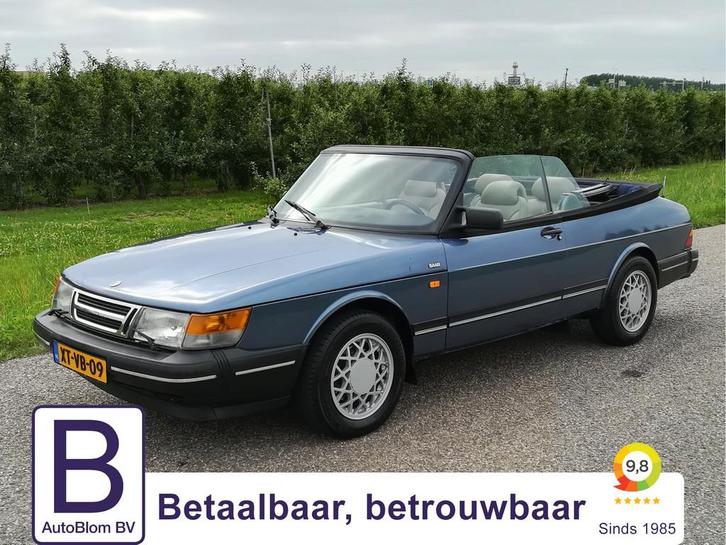 Saab 900 Classic Cabrio 2.0 S /Leder/zeer nette auto!/, Auto's, Oldtimers, Te koop, Lederen bekleding, Lichtmetalen velgen, Metallic lak