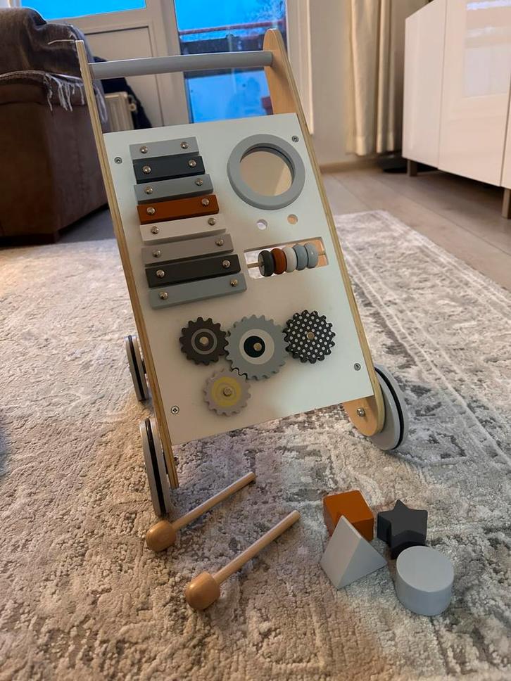 Tryco Houten Activiteiten Loopwagen, Kinderen en Baby's, Speelgoed | Babyspeelgoed, Zo goed als nieuw, Babygym, Met wieltjes, Ophalen