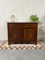 Vintage antieke commode dressoir met marmer blad eikenhout, 100 tot 150 cm, Vintage, Zo goed als nieuw, 25 tot 50 cm