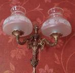 2 Arms brocante wandlamp antiek koper barok goud, glazen, Huis en Inrichting, Lampen | Wandlampen, Ophalen of Verzenden, Gebruikt