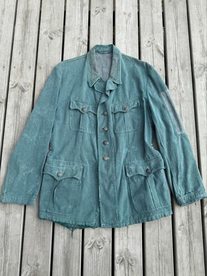 Duitse Jas Polizei Drillich / veldbluse ww2, Verzamelen, Militaria | Tweede Wereldoorlog, Kleding of Schoenen, Duitsland, Ophalen of Verzenden