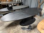 Tafel ovaal zwart echt eiken 300x120 middenpoot van 1299 nu, Ophalen, 100 tot 150 cm, Eikenhout, Vijf personen of meer