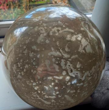 Grote brocante glazen bol armeluiszilver  beschikbaar voor biedingen