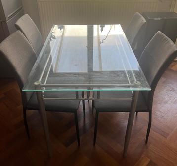 Glass Dining table + 4 chairs