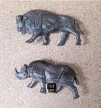 Vintage speelgoeddiertjes een buffel/wisent en neushoorn., Ophalen of Verzenden, Zo goed als nieuw
