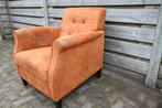 Bruine leren fauteuil, Ophalen, Gebruikt, Minder dan 75 cm, Leer