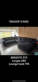 Zwarte Hoekbank met Lounge, Huis en Inrichting, Ophalen, Gebruikt, Hoekbank, 300 cm of meer